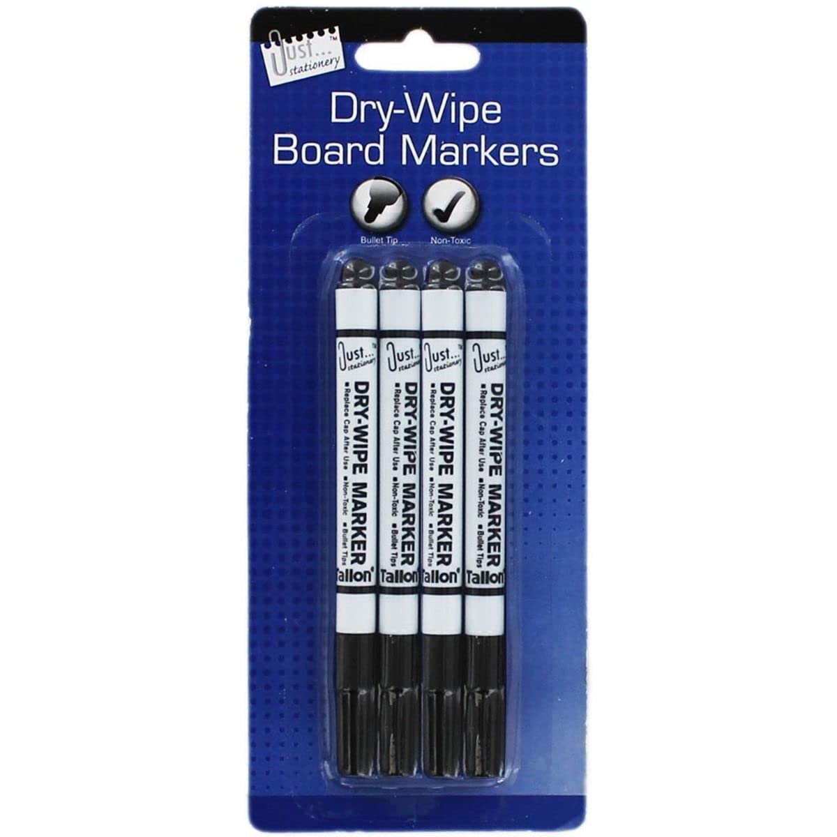 Just Stationary Dry Wipe Markers - Black (Pack of 4), 1001