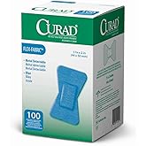 Curad-NON25513 Fingertip Adhesive Bandages, Food Service Blue Detectable Bandage, 100 Count, Fingertip 1.75" x 2" (Packaging 