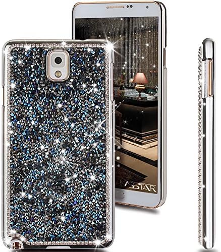 Galaxy Note 3 Case, Shiny Sparkle Bling Glitter Handcraft Crystal [Rhinestone Diamond] Hard PC Plated Full Cover Protective Case for Galaxy Note 3,Diamond: Dark Blue