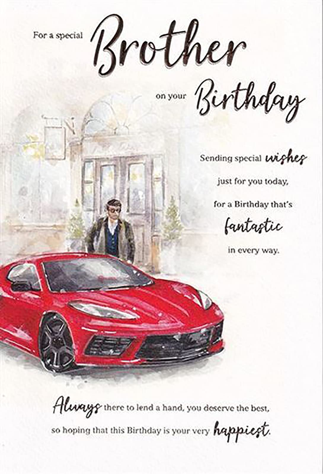 Special Brother Birthday Card - Red Sports Car - Made in the UK by International Cards & Gifts