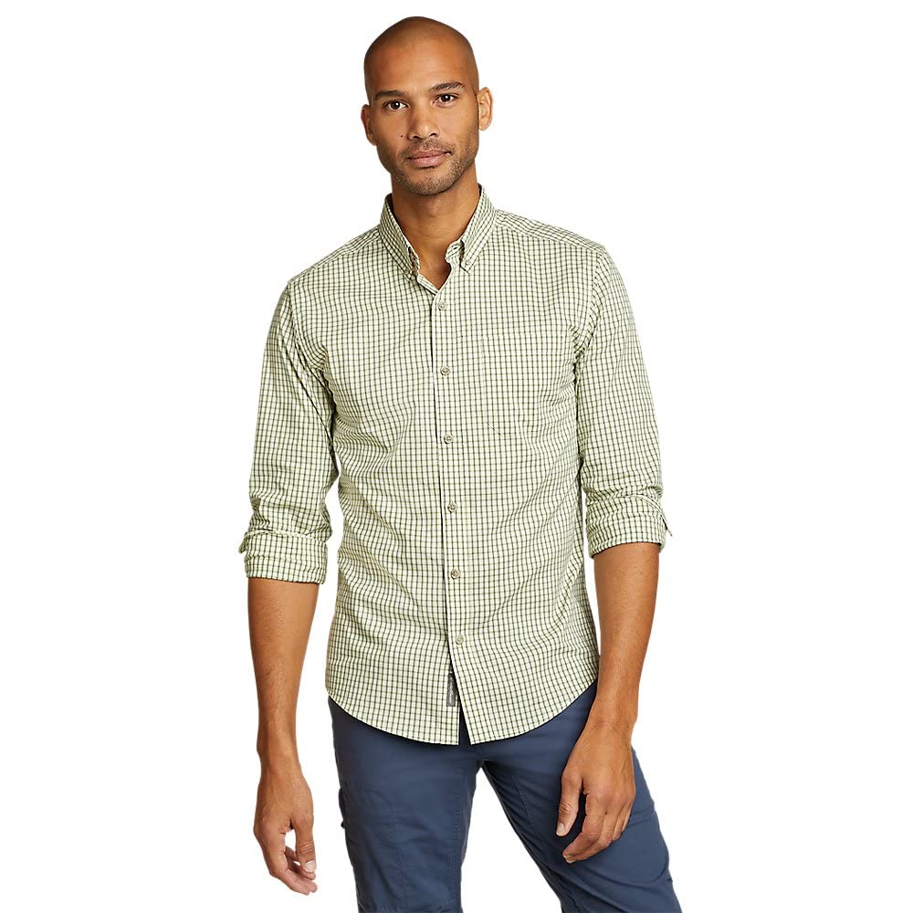 Eddie Bauer Men’s Voyager Flex Long-Sleeve Shirt, Chartreuse, Large