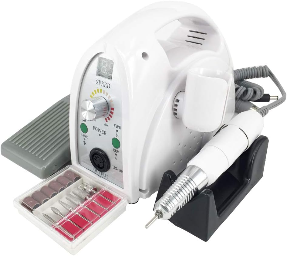 UZMEI 65W 35000RPM Electric Nail File,Nail Drill Machine Acrylic Manicure Tools for Nail Beauty(White)