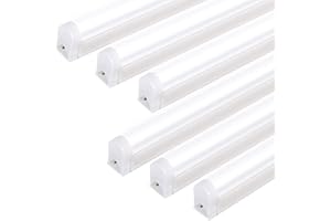 hykolity 6 Pack LED Shop Light 4FT, T5 Integrated Single Fixture, 22W, 2200lm, 6500K Super Bright White, Linkable Shop Light, Utility Shop Lights, Corded Electric with Built-in ON/Off Switch