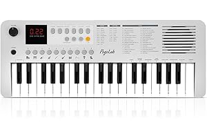 POGOLAB MK1 37 Keys Kids Keyboard Piano, Mini Portable Multi-Function Piano with Excellent Sound Quality, Built-In Speaker & LED Display, Small Electric Music Keyboard Gift for Beginners (White)