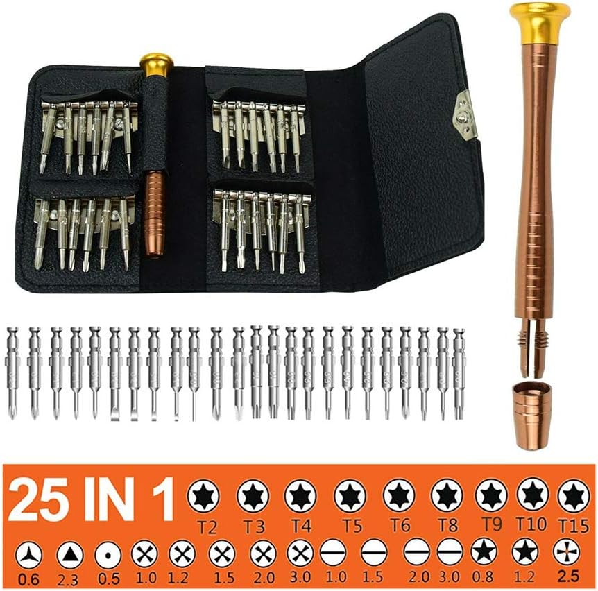 Gadgetking 25 Set Mini Screwdriver Kit Bits Precision Tool Leather Case
