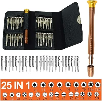 Gadgetking 25 Set Mini Screwdriver Kit Bits Precision Tool Leather Case