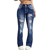 QERINTE Cuyulitcik Womens Plus Size Jeans Stretchy Plus Size Ripped Jeans Womens Flare Bootcut Denim Pants