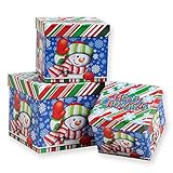 3 Piece Holiday Nesting Boxes; Cheerful Snowman Design