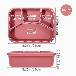 AROCFTIE Silicone Bento Box, 4 Compartment