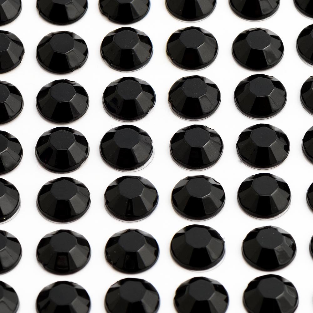 Italian Options - 10mm Black Diamante Rhinestone Gem Crystal Stickers (50 pcs)