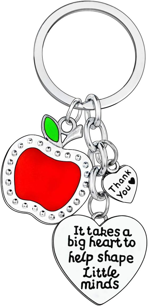MADHAHEFU Teacher Appreciation Gifts It Takes A Big Heart To Help Shape Little Minds Keychain Thank You Gfits For Teacher (It Takes A Big Heart To Help Shape Little Minds)