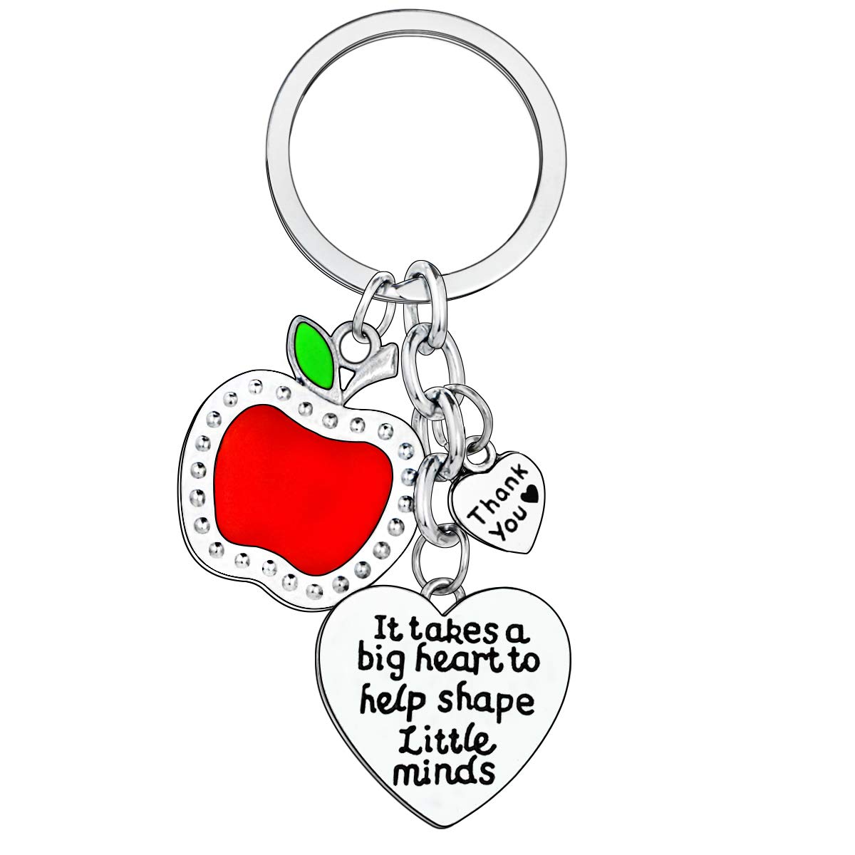 MADHAHEFU Teacher Appreciation Gifts It Takes A Big Heart To Help Shape Little Minds Keychain Thank You Gfits For Teacher (It Takes A Big Heart To Help Shape Little Minds)