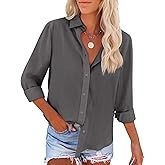 siliteelon Button Down Shirts for Women Dress Shirts Cotton Long Sleeve Collared Blouse Work Business Casual Tops