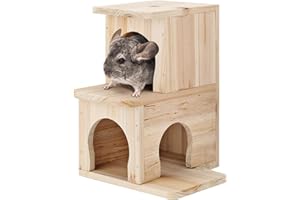 CHIIRAKU Chinchilla House Pet House Chinchilla Hideout Natural Wooden No Paint Wooden peg Safe Durable Teeth Grinding