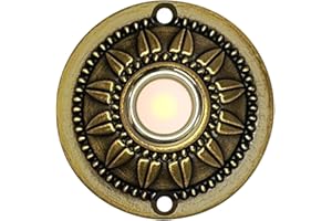 WESUA Wired Iron Classic LED Lighted Doorbell Push Button Switch 2.3" For Chime (Brass)