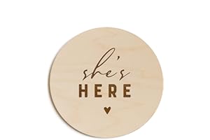 The Cotton & Canvas Co. She's Here Newborn Baby Girl Announcement, Nursery Sign, Nursery Decor, Baby Shower, Modern, Wooden Plaque, Birth Prop, New Mom Gift