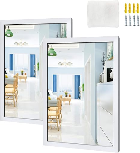 EONO Essentials 41 x 51 cm Wandspiegel, weißer, rechteckiger Spiegel