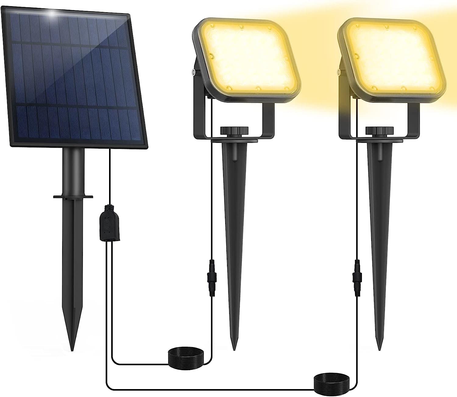 NATPOW Spotlight, 2-in-1 Solar Garden Lights, IP65 Waterproof, Auto-ON/Off Outdoor Landscape Spotlight Wall Lights Garden Lighting for Trees, Yard, Garden Path (3000K)