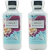 Bath and Body Works Super Smooth Body Lotion Sets Gift For Women 8 Oz -2 Pack (Hello Beautiful)
