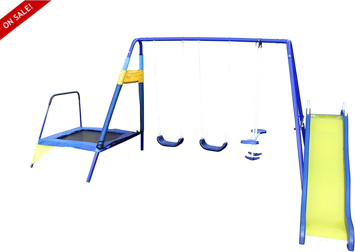 outdoor playset with trampoline
