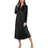 Ekouaer Women Flannel Nightgown Full Length Boyfriend Nightshirt Plaid Long Sleep Dress with Button Loungewear S-XXXL