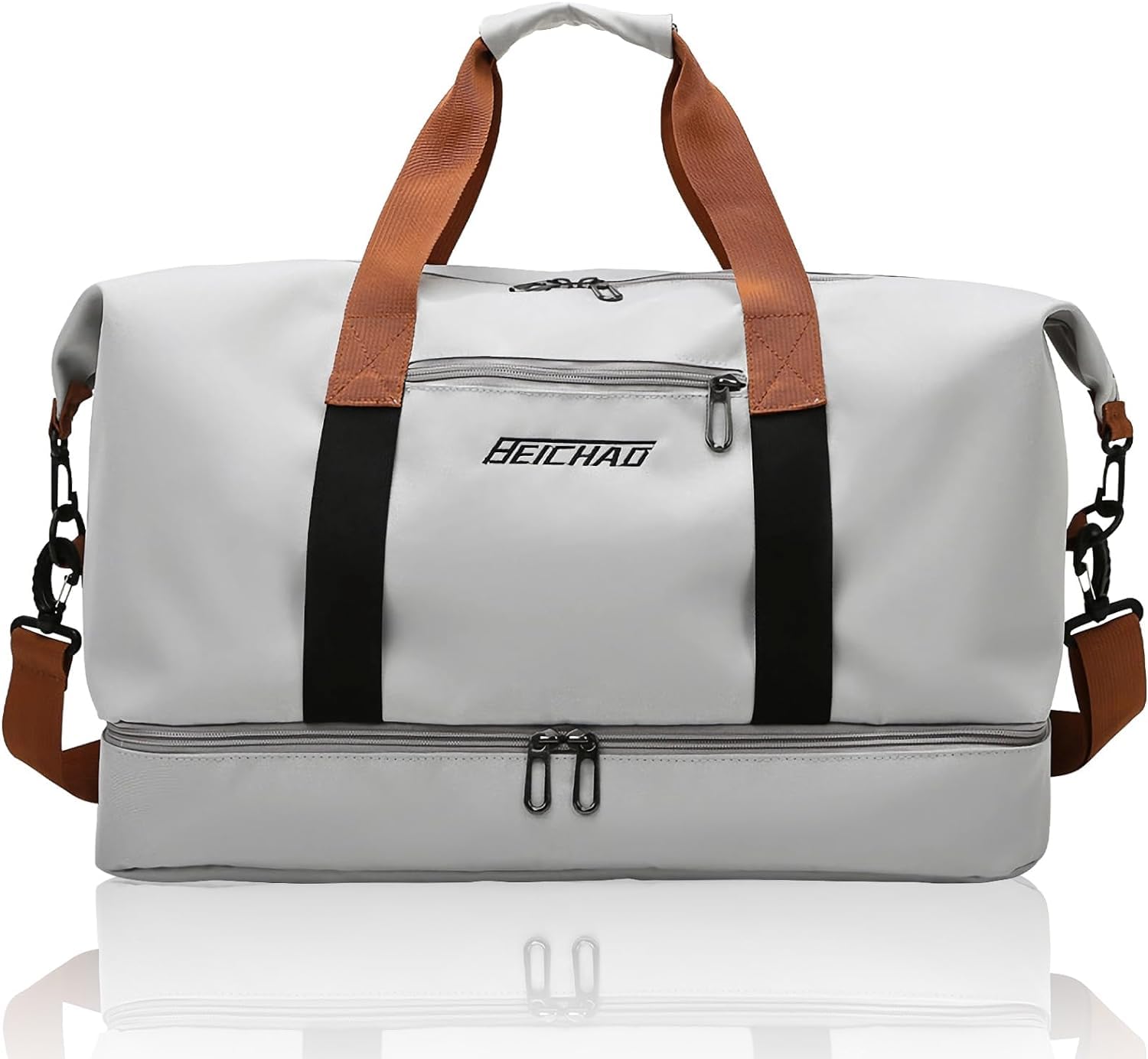 CHGANG Sport Gym Bag，Large Gym Duffle Bag Gym Bag Mens&Women Sports Duffle Bag with Shoe Compartment and Waterproof Wet Pockets, Sports Bags for Traveling Swimming Yoga Hiking Camping （Grey）