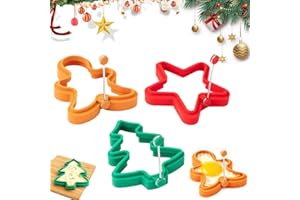 3PCS Christmas Pancake Mold,2026 New Gingerbread Man Pancake Mold,Star Holiday Breakfast Tools,Fun Christmas Cake Ring Mold f