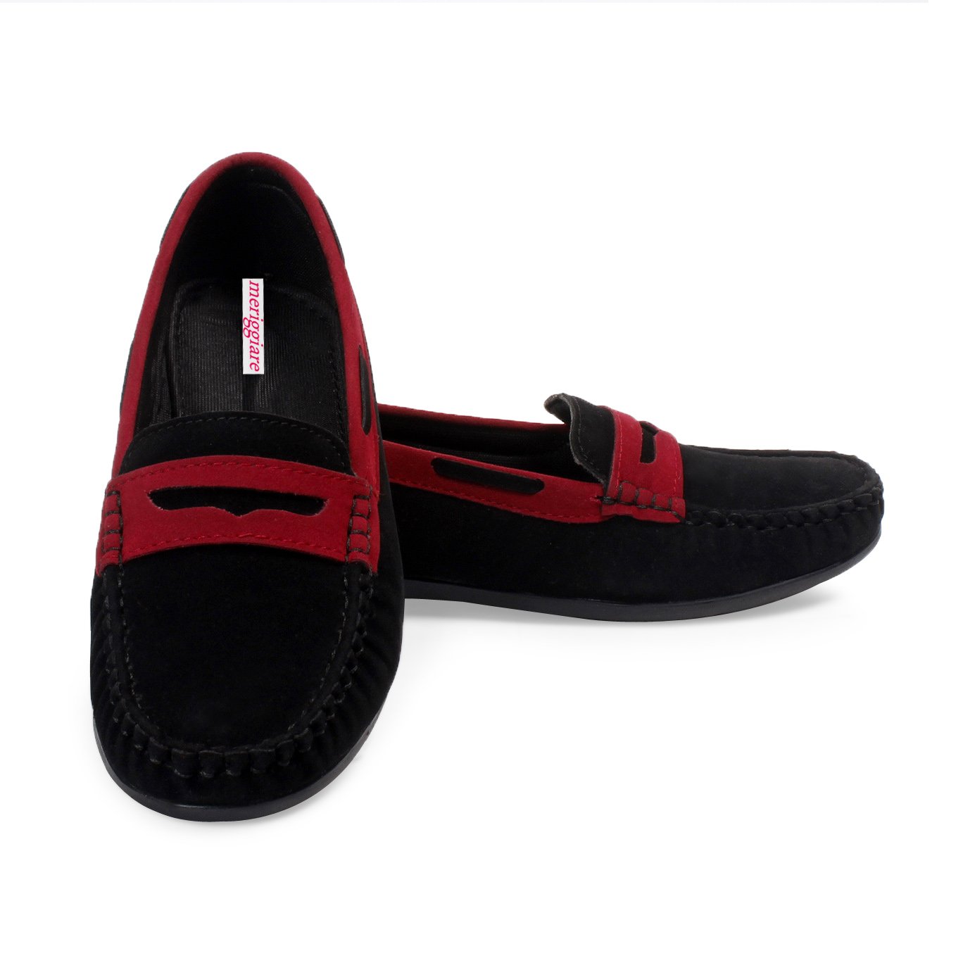 meriggiare women synthetic black loafers