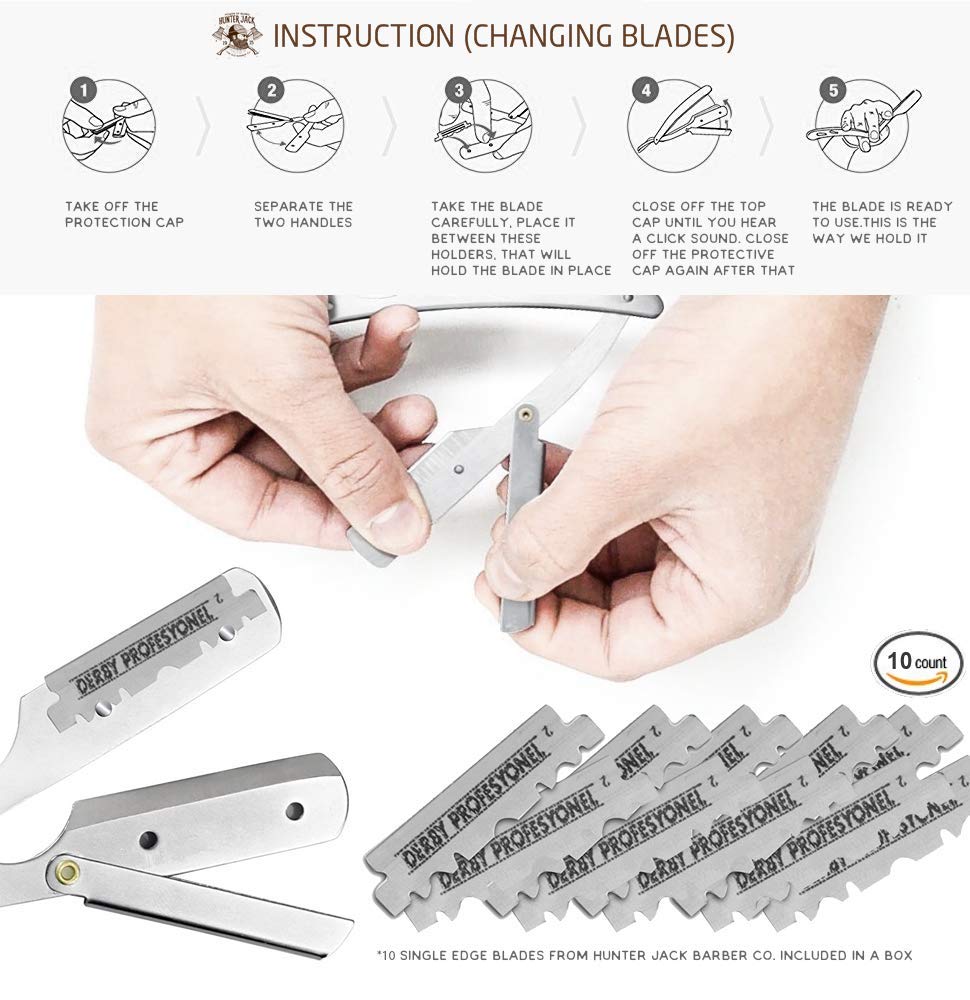 Polished Razorblade Mua Straight Razor Kit - Complete Straight Razors for Men Kit with ...