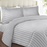 MOONLIGHT20015 Reversible Satin Stripe Duvet Cover Set King Silver 230x220 view 2