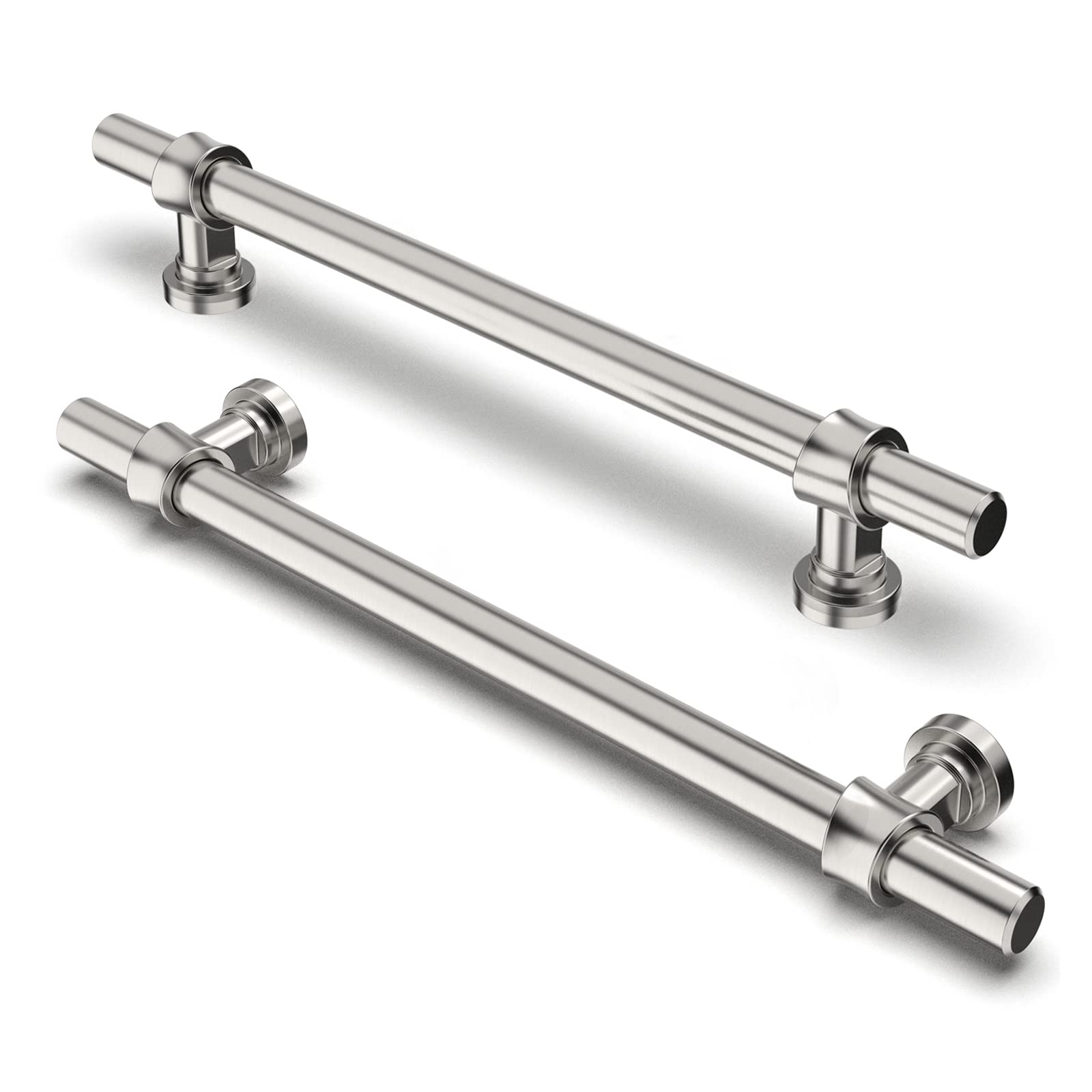 FURNIWARE Pack of 5 Cabinet Handles, Hardware Drawer Pulls Kitchen Cabinet Door Handles Pull for Kitchen Dresser Drawer Bathroom, Brushed Nickel,160mm(6.3 Inch) Hole Center