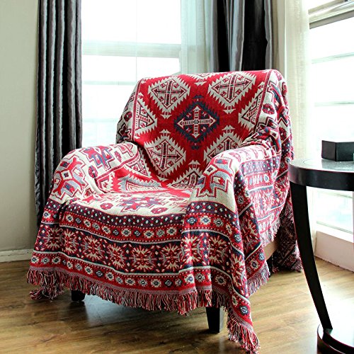 LELVA Bohemian Thread blanket Woven Throw Blanket Boho Sofa Throws