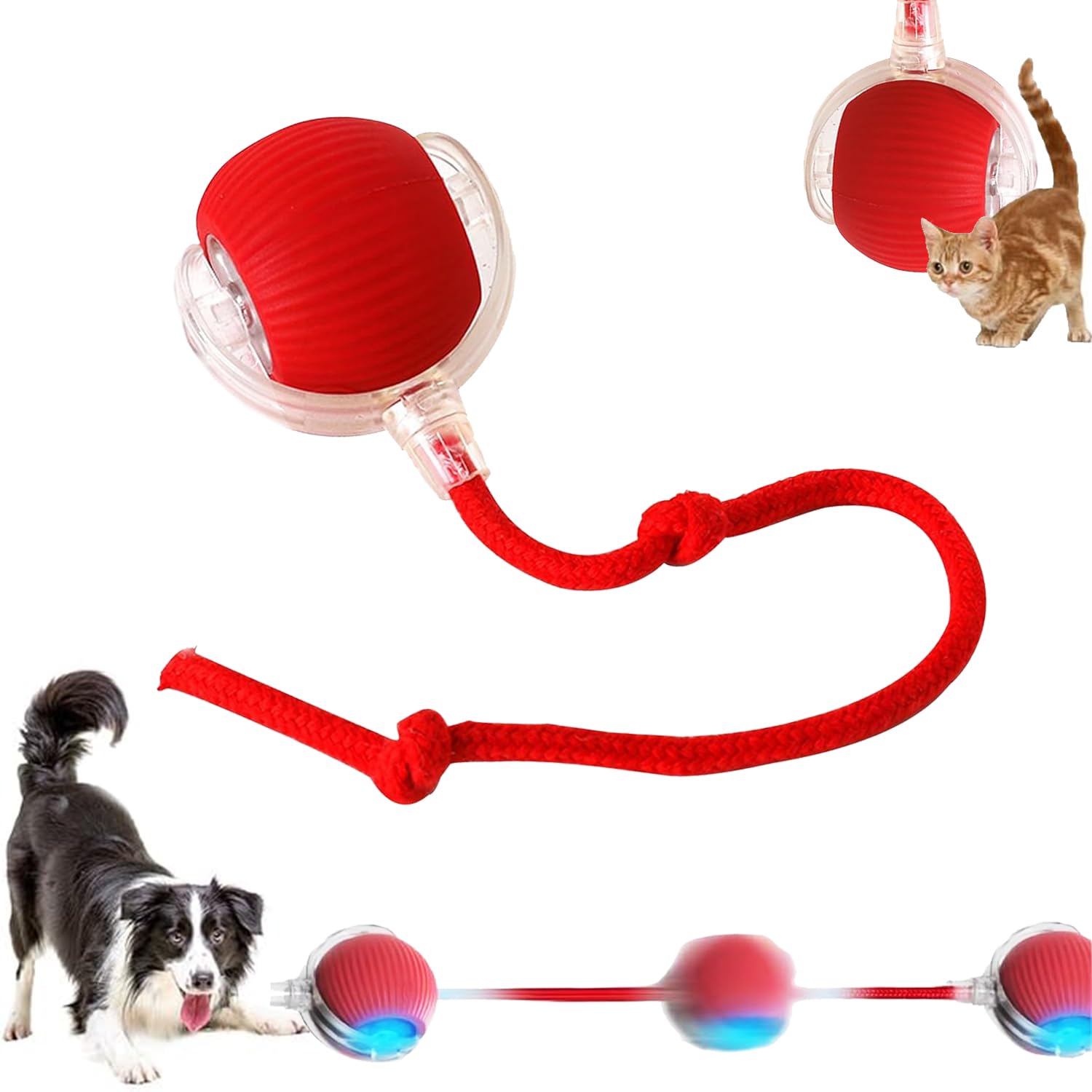 Photo 1 of 2025 New Interactive Dog Cat Toys Balls,Interactive Rolling Ball Cat Toy, 360° Smart Automatic Rolling Pet Ball, Fast Moving Toy for Dog and Cat(Red)