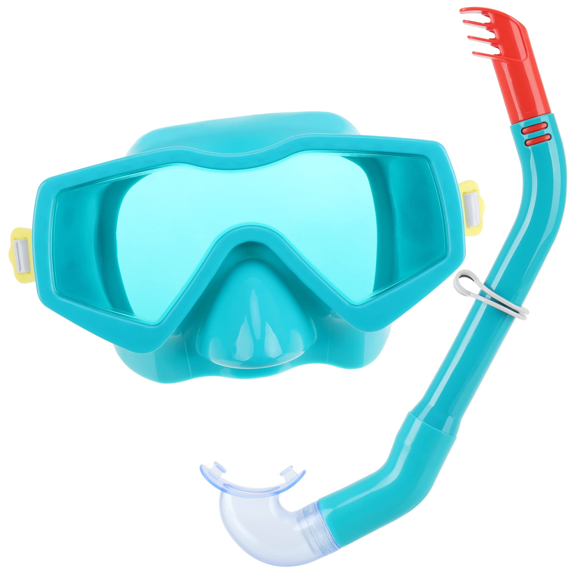 COM-FOUR® snorkel set for teenagers from 14 years and adults - snorkel and diving goggles - swimming goggles with tinted lenses (Adult - turquoise)