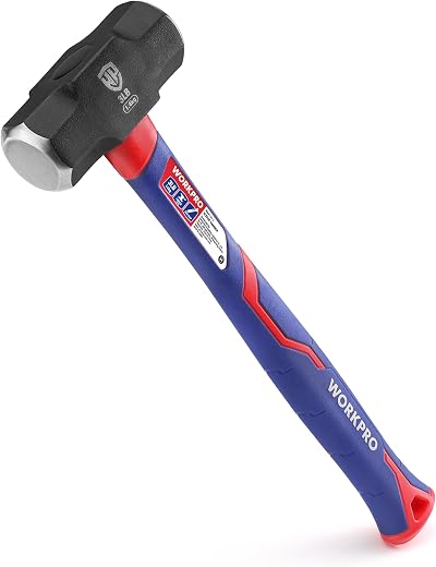 WORKPRO Club Hammer 3.0lb Fibreglass Handle Forged Steel Head 1680g 310mm