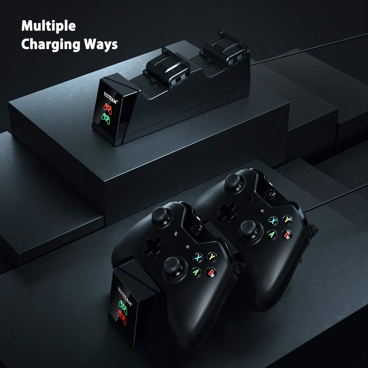 VGAME Xbox One Controller Charger Station with Rechargeable Battery Packs - Dual Slot Charging Base Dock & 2 Pack Replacement Batteries Accessories for Xbox ONE S/X Elite