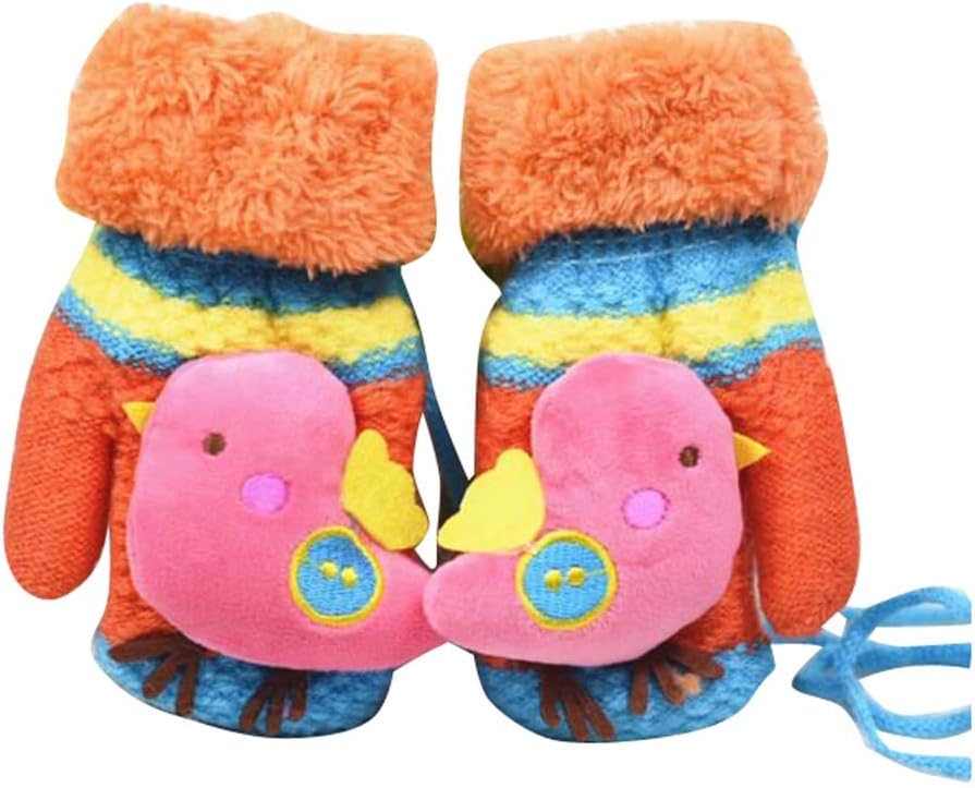 DRAGON SONIC Children Winter Cute Wool Mittens, Thick Infant Warm Gloves, Bird Type, C02