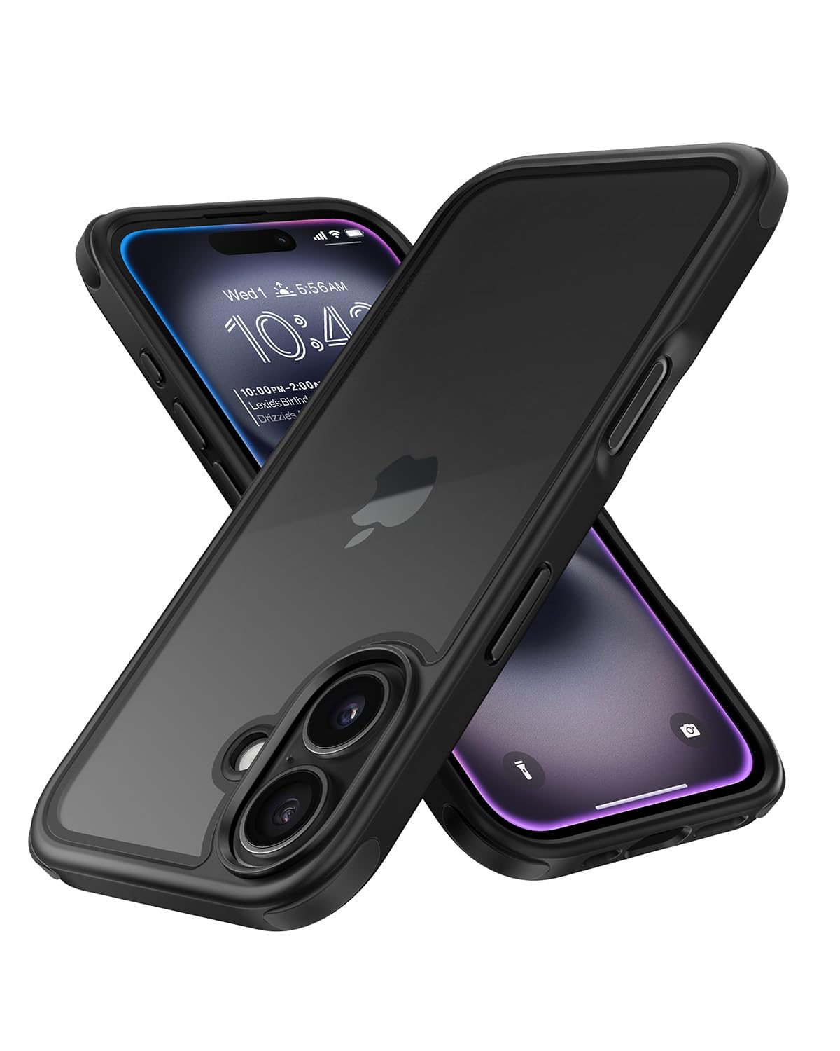 Mobnano Compatible with iPhone 16 Case, with Multicolor Protective Shockproof Bumpers, Crystal Clear Back Not Yellowing Anti-Scratch Hard PC Back & Soft Silicone TPU Frame Cover - Black