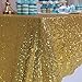 Trlyc 60''x120'' Sparkly Gold Rectangular Sequins Wedding Tablecloth, Sparkly 6FT-8FT Overlays Table Cloth