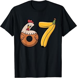 67 Meme Chicken Banana Six Seven 6-7 Family Matching T-Shirt