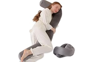 Huloo Sleep Long Body Pilow with Velvet Pillowcase,Full Body Pillow for Sleeping,Round Bolster Pillow for Adults,Hug Pillow(Gray,75×6 inch)