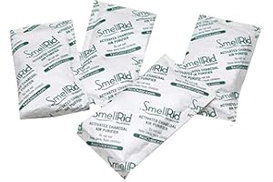 SMELLRID Reusable Activated Charcoal Odor Absorber That Works [10 Pack] - Medium 50 g (3.2" x 5”) Pack Treats 25 Sq. Ft. - Premium Natural Deodorizer for Purse, Helmet, Gloves, Pets, Safe & More
