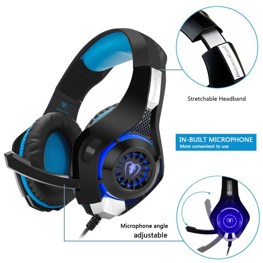 Gaming Headset for PS4|Tezewa Xbox One Gaming Headset|PC Gaming Headset|Stereo PS4 Headphones with Mic|LED Gaming Headphones With Microphone for Xbox One PSP Netendo DS PC Tablet