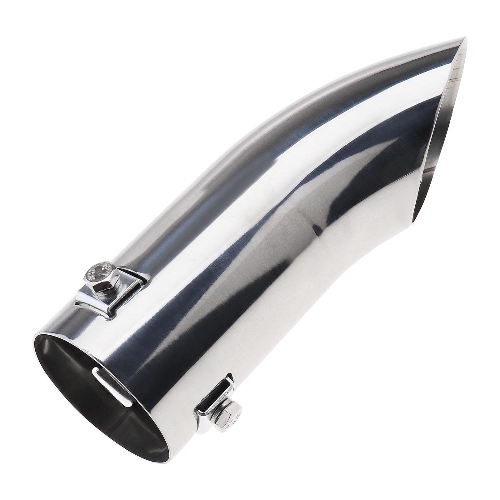 YINETTECH Car Exhaust Tip Trim End Pipe Tail Fit for 30-52mm Diameter Exhaust System Stainless Steel Chrome Finish Trim Bumper Tip Curved Car Replacement Accessories