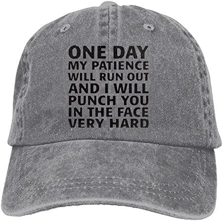 One Day My Patience Will Run Out Hat Snap-Back Hip-Hop Cap Baseball Hat Head-Wear Cotton Snapback Hats Ash