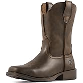 SUREWAY Western Boots - Men’s Square Toe Work Boot,Pull On Leather Wellington Boots,Durable Classic Slip Resistant Soft Toe Cowboy Boot
