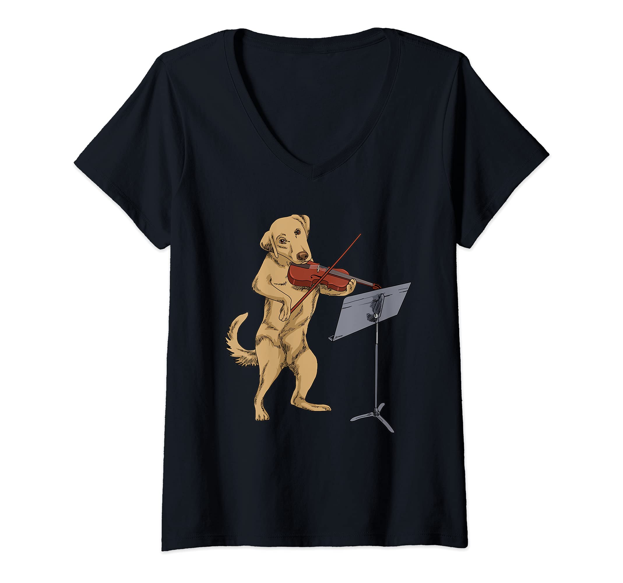 Womens Violin Dog Men Violin Dog Owner Women Viola Violinist V-Neck T-Shirt
