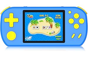 CCTU Handheld Games for Kids Preloaded 218 Retro Video Games, Portable Gaming System with 3.0" Screen Rechargeable Battery, Mini Travel Electronic Toy Birthday Gifts for Boys Girls (Blue)