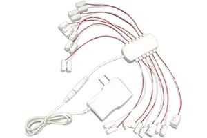 Fenteer 3V 1A Power Supply Power Cable 12 Ports Portable Wiring for Model Trains Miniature Garden HO Scale Street Light Acces