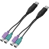 Nexarelle USB to PS/2 Adapter PVC USB A Male to Dual PS/2 Female Converter | Adapter for Wired Mouse/Keyboard/Computers Accessories Black
